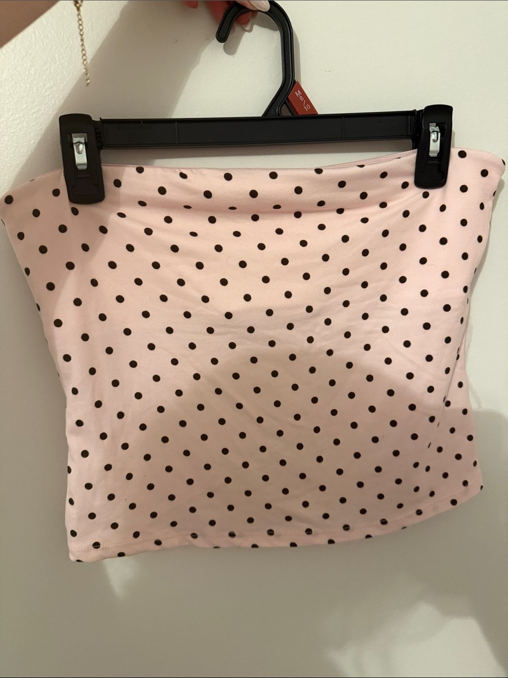 Electric Family Pink tub top with Black Polka Dots